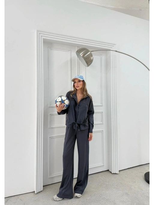 PARAŞÜT DETAY HIRKA VE PANTOLONLU MODAL İKİLİ TAKIM GRİ