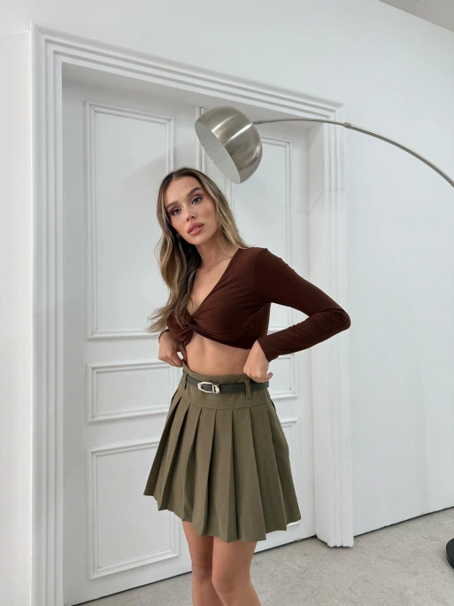 PİLELİ ŞORTLU KEMERLİ ETEK HAKİ