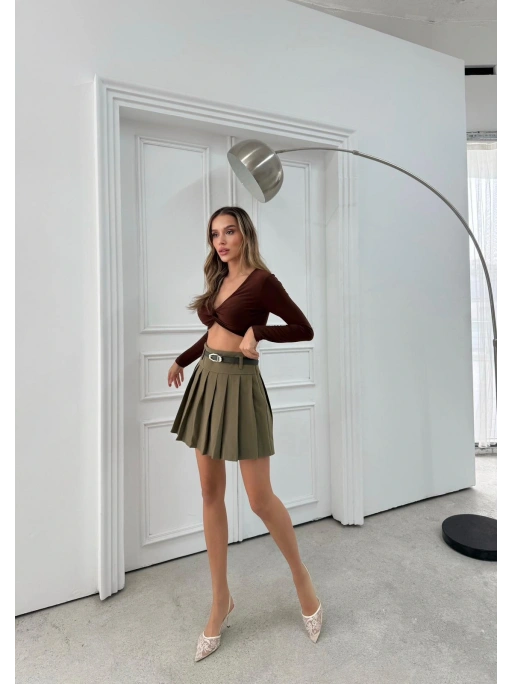 PİLELİ ŞORTLU KEMERLİ ETEK HAKİ