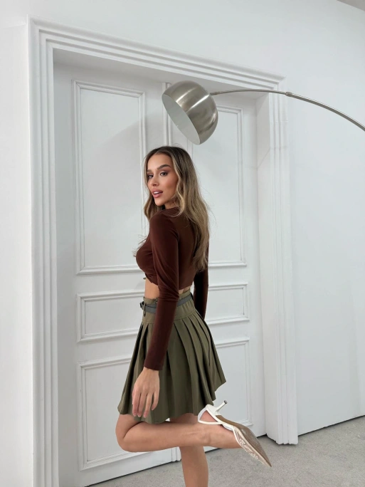 PİLELİ ŞORTLU KEMERLİ ETEK HAKİ