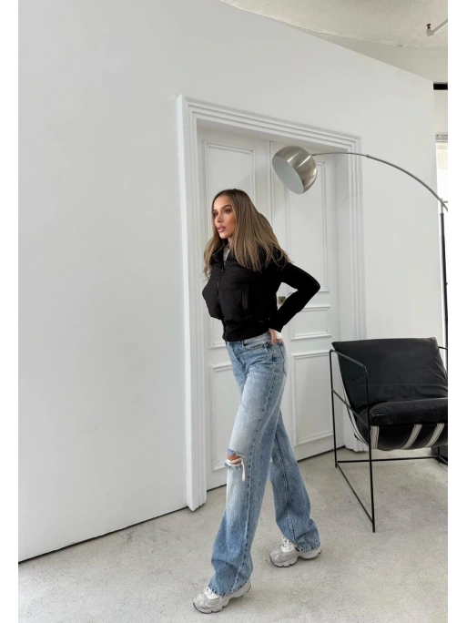 ŞİŞME KAPİŞONLU CROP MONT SİYAH