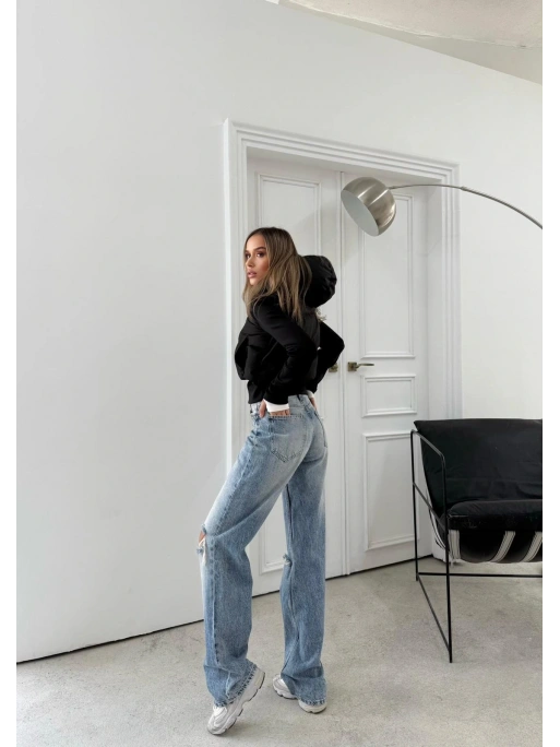 ŞİŞME KAPİŞONLU CROP MONT SİYAH