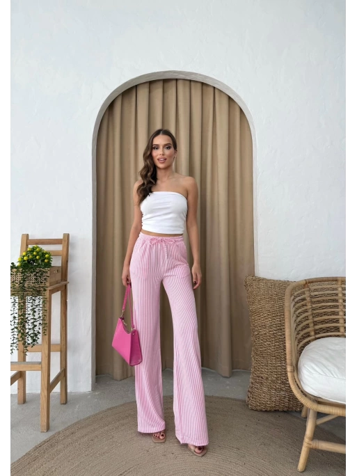 SU YOLU ÇİZGİLİ PANTOLON PEMBE