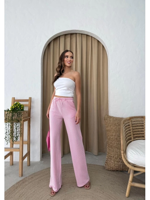 SU YOLU ÇİZGİLİ PANTOLON PEMBE