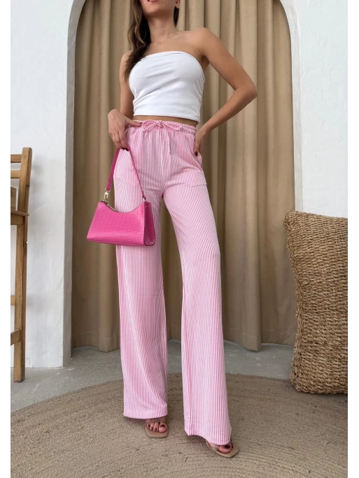 SU YOLU ÇİZGİLİ PANTOLON PEMBE