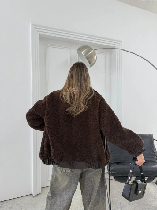 TEDDY KUMAŞ DERİ DETAY İÇ ASTARLI MONT KAHVE