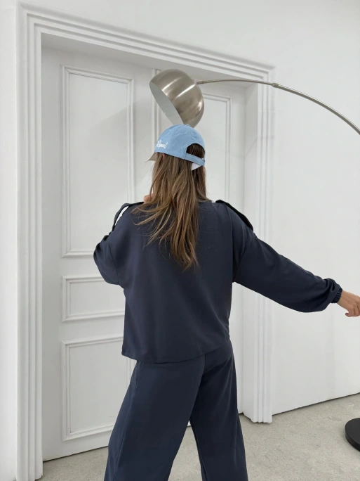 TORBA CEPLİ OMUZ APOLETLİ HIRKA VE PANTOLONLU MODAL İKİLİ TAKIM ANTRASİT