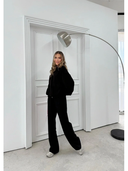 TORBA CEPLİ OMUZ APOLETLİ HIRKA VE PANTOLONLU MODAL İKİLİ TAKIM SİYAH