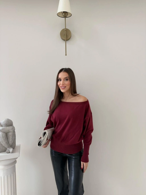 TRİKO KAYIK YAKA BLUZ BORDO