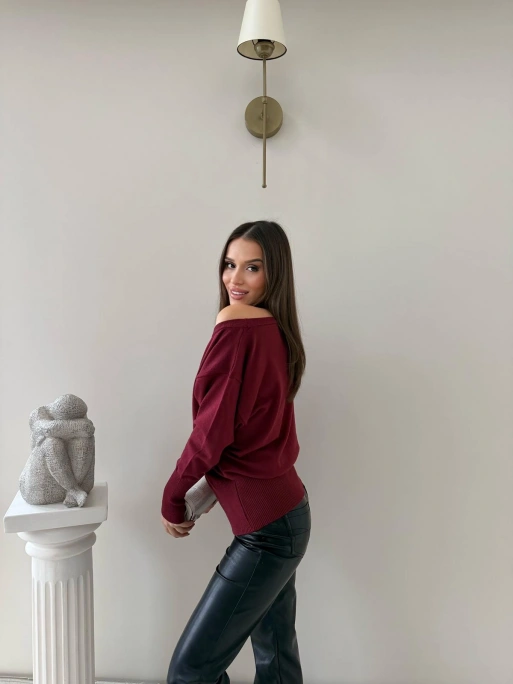 TRİKO KAYIK YAKA BLUZ BORDO