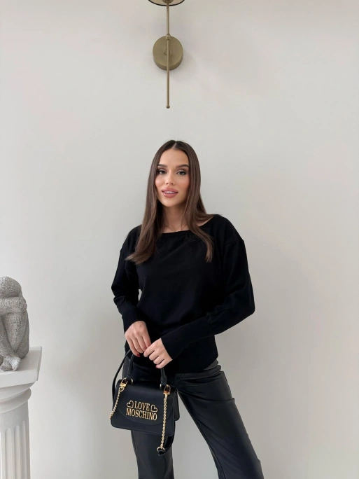 TRİKO KAYIK YAKA BLUZ SİYAH