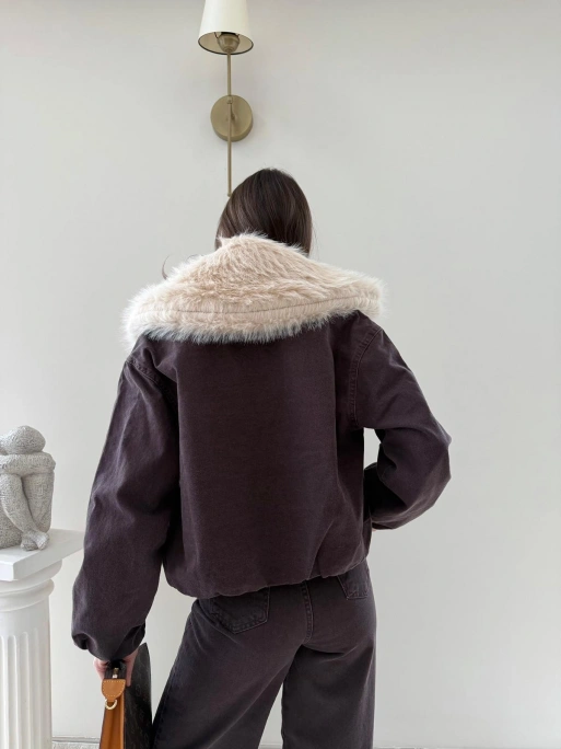 YAKA KÜRK DETAY HIRKA VE PANTOLONLU KOT TAKIM MÜRDÜM