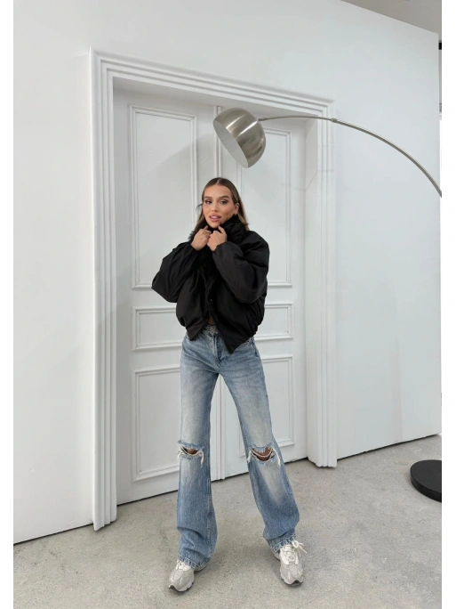 YAKA KÜRK DETAY İÇ ASTARLI ŞİŞME MONT SİYAH 1132