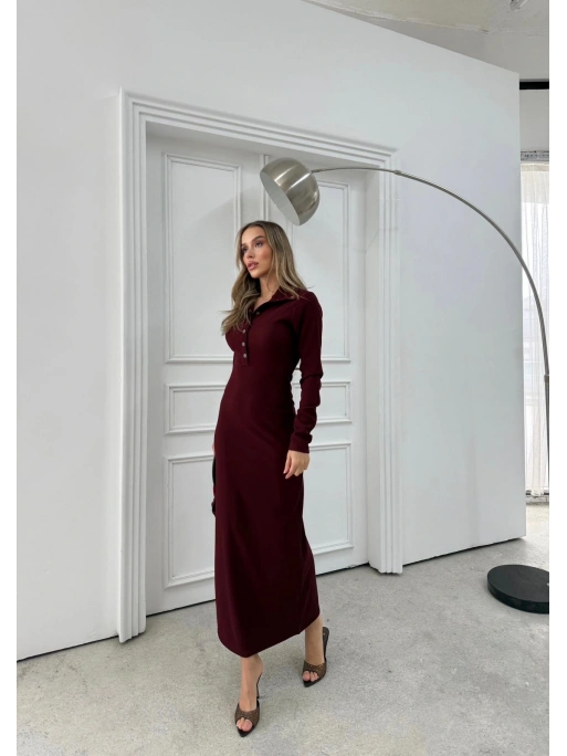 YAKALI DÜĞME DETAY FİTİLLİ OTTOMAN ELBİSE MÜRDÜM