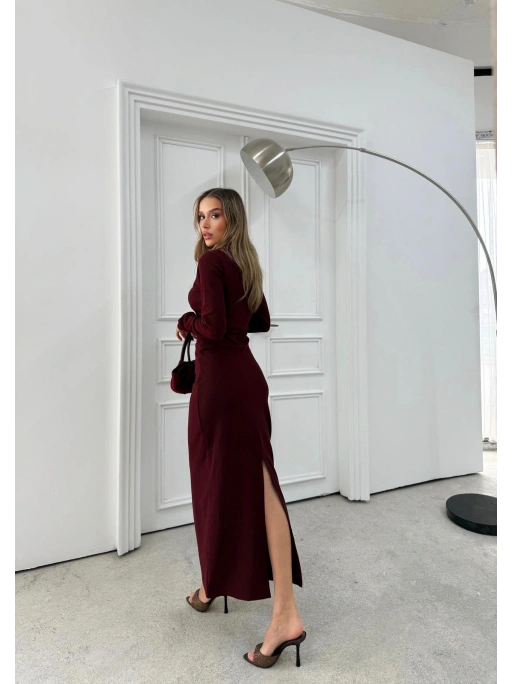 YAKALI DÜĞME DETAY FİTİLLİ OTTOMAN ELBİSE MÜRDÜM