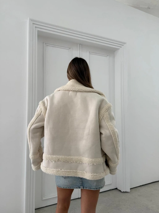 YAKA KEMER KÜRK DETAY LAMİNE MONT KREM 3098