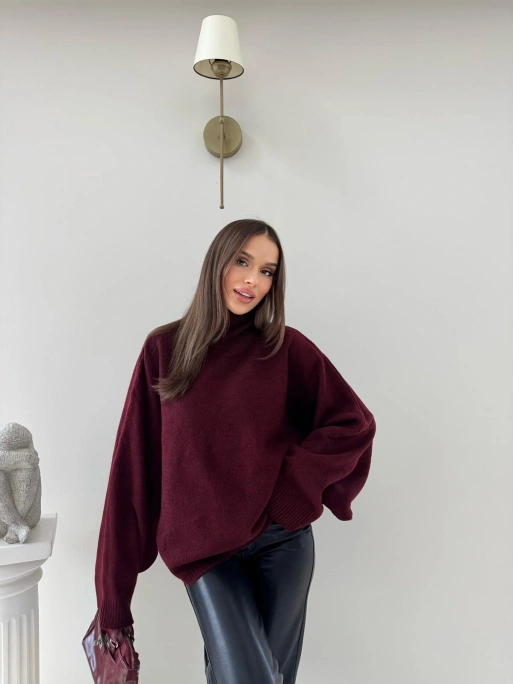 YARASA KOL BOĞAZLI OVERSİZE KAZAK BORDO