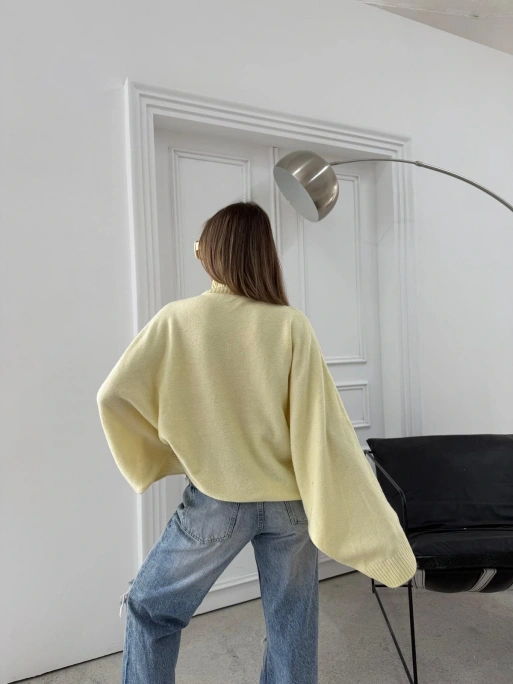 YARASA KOL BOĞAZLI OVERSİZE KAZAK SARI