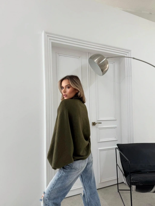 YARASA KOL BOĞAZLI OVERSİZE KAZAK HAKİ