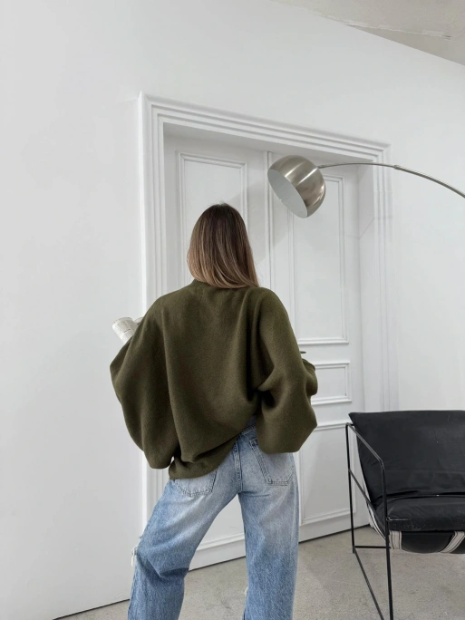 YARASA KOL BOĞAZLI OVERSİZE KAZAK HAKİ