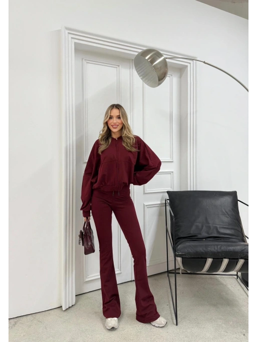 YARASA KOL HIRKA VE YARIM İSPANYOL PAÇA MODAL KUMAŞ İKİLİ TAKIM BORDO