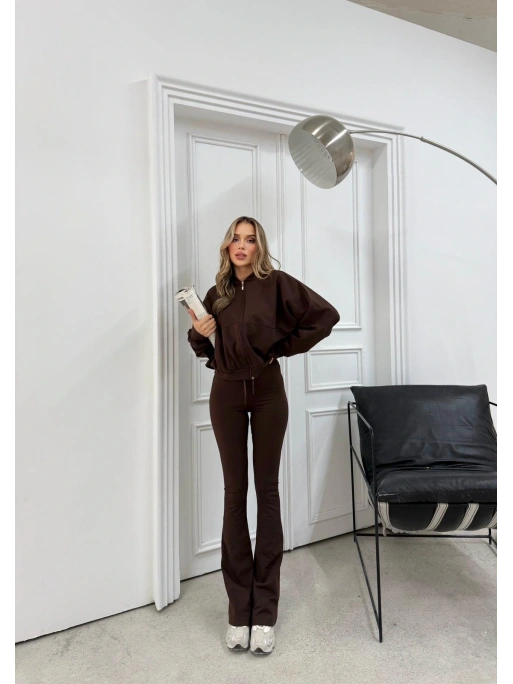 YARASA KOL HIRKA VE YARIM İSPANYOL PAÇA MODAL KUMAŞ İKİLİ TAKIM KAHVE