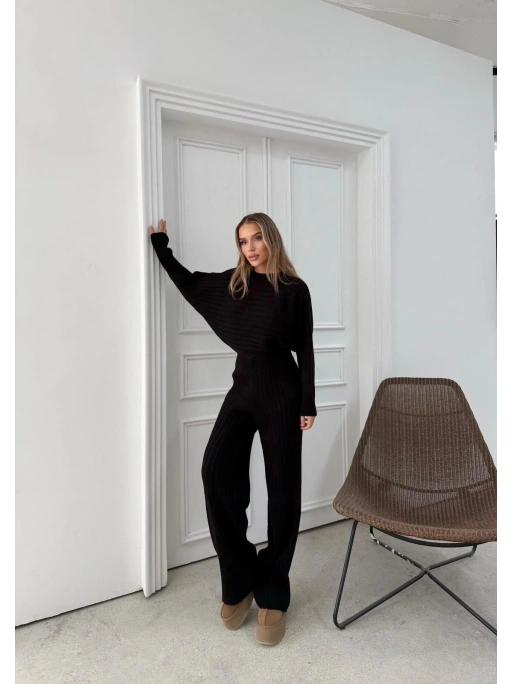 YARASA KOL KAZAK VE PANTOLONLU TRİKO İKİLİ TAKIM SİYAH