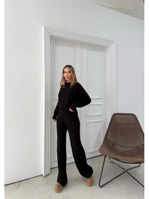 YARASA KOL KAZAK VE PANTOLONLU TRİKO İKİLİ TAKIM SİYAH