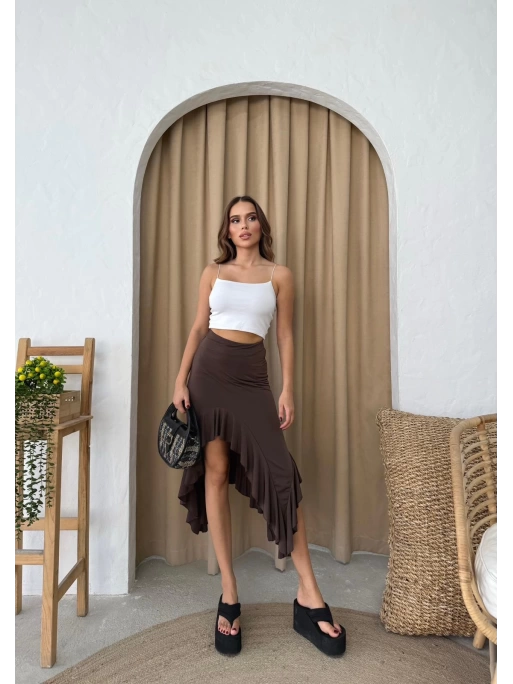 YIRTMAÇLI FIRFIRLI SANDY ETEK KAHVE