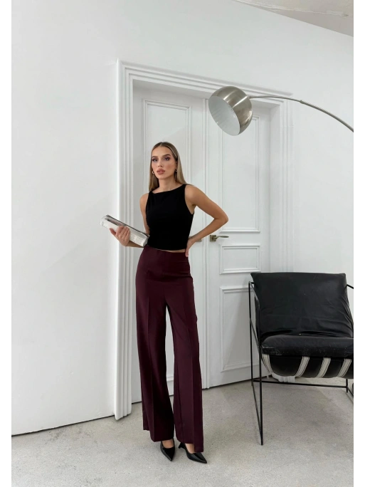 YÜKSEK BEL BİLEK BOY KUMAŞ PANTOLON MÜRDÜM