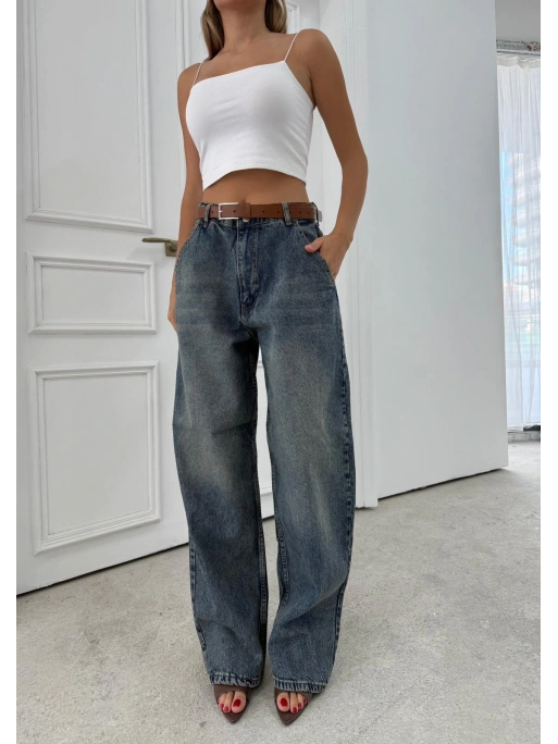 YÜKSEK BEL GENİŞ PAÇA JEAN PANTOLON