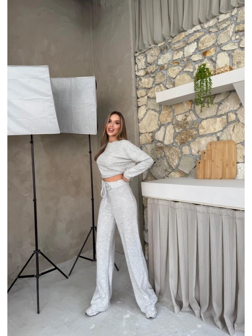 YUMOŞ TRİKO KUMAŞ KAZAK VE PANTOLONLU İKİLİ TAKIM GRİ