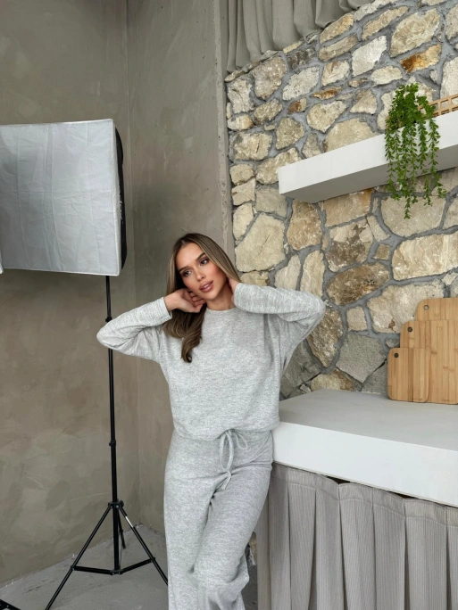 YUMOŞ TRİKO KUMAŞ KAZAK VE PANTOLONLU İKİLİ TAKIM GRİ