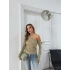 AKSESUAR DETAY OMUZ DEKOLTE BLUZ YEŞİL