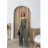 ASKILI BLUZ VE PANTOLONLU ÇİLEK İKİLİ TAKIM HAKİ