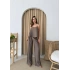 ASKILI BLUZ VE PANTOLONLU ÇİLEK İKİLİ TAKIM KAHVE