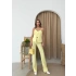 ASKILI DÜĞME DETAY YELEK VE PANTOLONLU İKİLİ TAKIM SARI