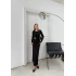BEL DRAPE AKSESUAR DETAY UZUN SANDY ELBİSE SİYAH