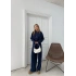 BEL KEMER DETAY FERMUARLI HIRKA VE PANTOLONLU MODAL İKİLİ TAKIM LACİVERT