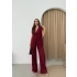 BELİ KEMERLİ YELEK VE PANTOLONLU İKİLİ TAKIM BORDO