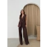 BELİ KEMERLİ YELEK VE PANTOLONLU İKİLİ TAKIM KAHVE