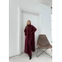 BOĞAZLI SIFIR KOL UZUN ELBİSE VE YELEKLİ İKİLİ TRİKO TAKIM BORDO