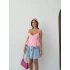 DÜĞME DETAY ASKILI BLUZ PEMBE