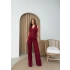 DÜĞMELİ DETAY YELEK VE PANTOLON İKİLİ TAKIM BORDO