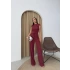 GOFRE BLUZ VE PANTOLONLU İKİLİ TAKIM BORDO