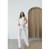 GOFRE DÜĞME DETAY YELEK VE PANTOLONLU İKİLİ TAKIM BEYAZ