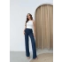 GOFRE KUMAŞ YÜKSEK BEL PANTOLON LACİVERT