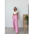 İNCE KEMER BEL LASTİKLİ PALAZZO KETEN PANTOLON PEMBE