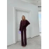 FİTİLLİ İSPANYOL KOL SALAŞ BLUZ VE PANTOLONLU İKİLİ TAKIM MÜRDÜM