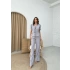 KARPUZ KOL BAGLAMA DETAY BLUZ VE PANTOLONLU İKİLİ TAKIM GRİ